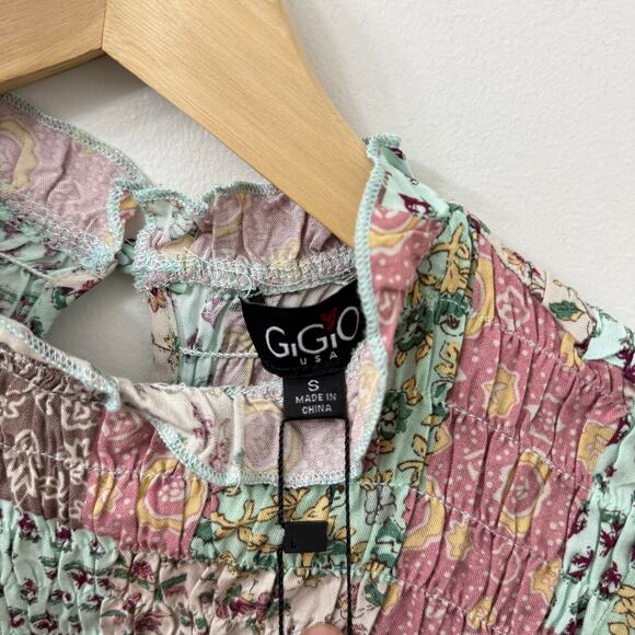 NEW Gigio USA Small Patchwork Smocked Top Cute Coquette Cottagecore Maximalism - Picture 3 of 9